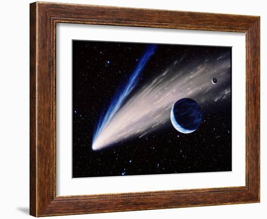 Artwork of a Comet Passing the Earth-Joe Tucciarone-Framed Photographic Print