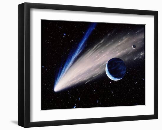 Artwork of a Comet Passing the Earth-Joe Tucciarone-Framed Photographic Print