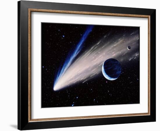 Artwork of a Comet Passing the Earth-Joe Tucciarone-Framed Photographic Print