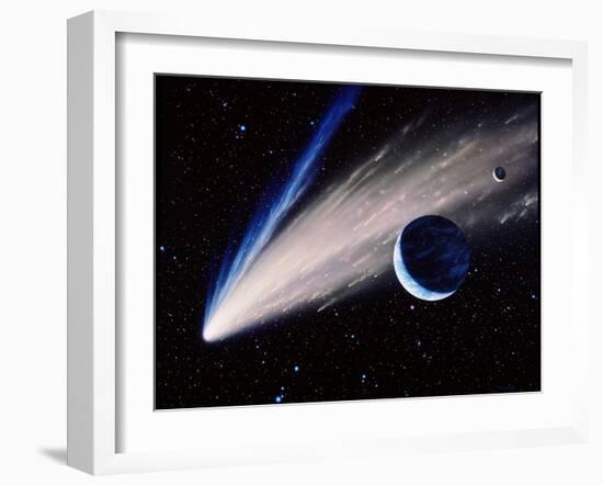 Artwork of a Comet Passing the Earth-Joe Tucciarone-Framed Photographic Print