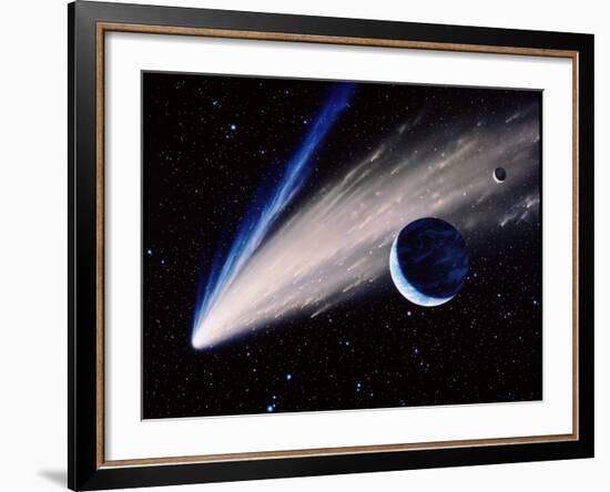 Artwork of a Comet Passing the Earth-Joe Tucciarone-Framed Photographic Print