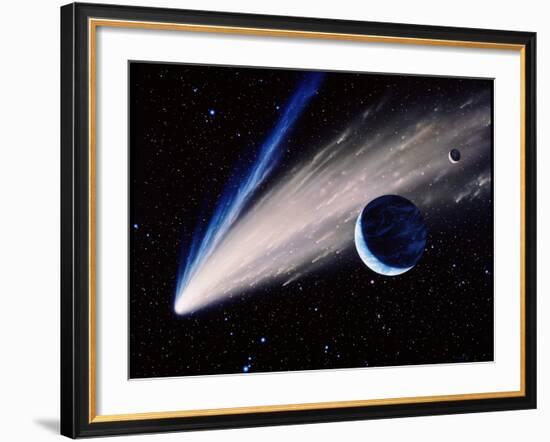 Artwork of a Comet Passing the Earth-Joe Tucciarone-Framed Photographic Print