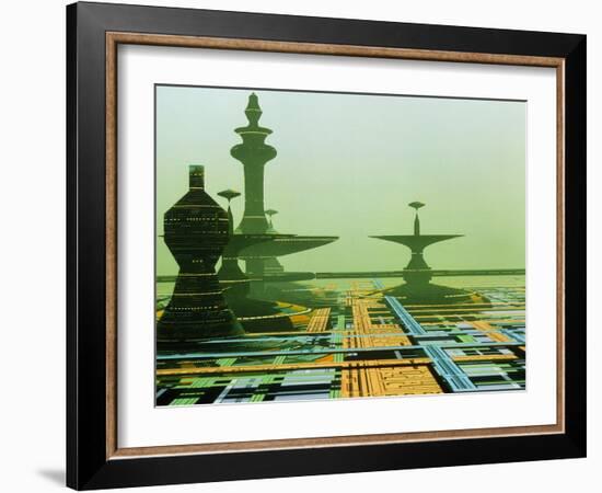 Artwork of An Alien City on a Circuit Board-Julian Baum-Framed Photographic Print