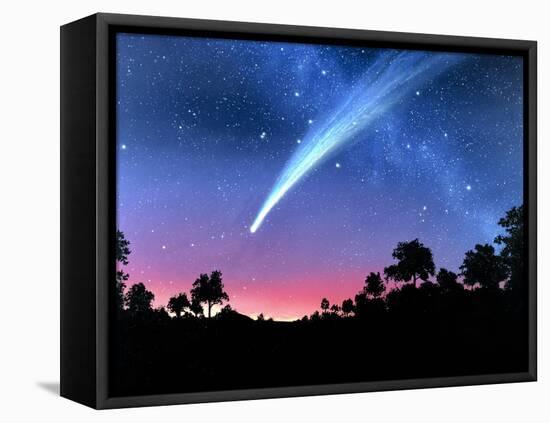 Artwork of Comet Hale-Bopp Over a Tree Landscape-Chris Butler-Framed Premier Image Canvas