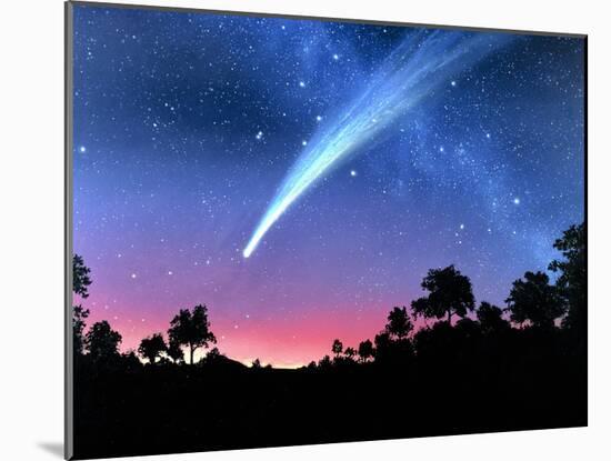 Artwork of Comet Hale-Bopp Over a Tree Landscape-Chris Butler-Mounted Photographic Print
