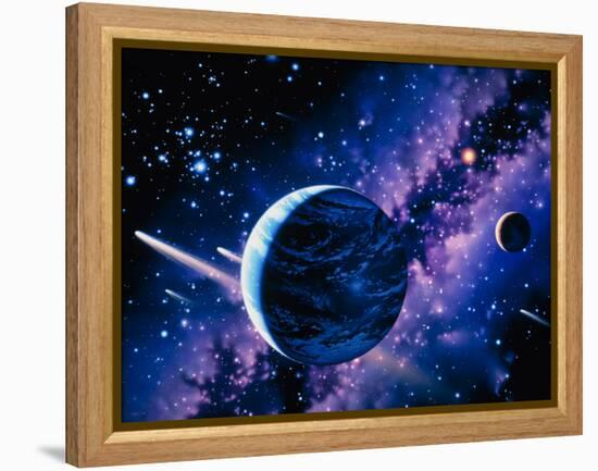 Artwork of Comets Passing the Earth-Joe Tucciarone-Framed Premier Image Canvas