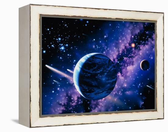 Artwork of Comets Passing the Earth-Joe Tucciarone-Framed Premier Image Canvas