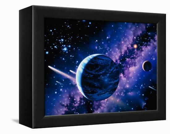 Artwork of Comets Passing the Earth-Joe Tucciarone-Framed Premier Image Canvas