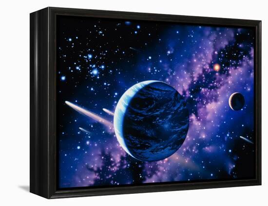 Artwork of Comets Passing the Earth-Joe Tucciarone-Framed Premier Image Canvas