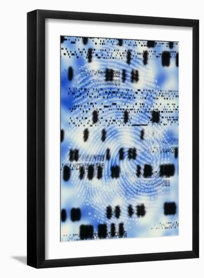 Artwork of DNA Sequences And a Human Fingerprint-PASIEKA-Framed Photographic Print
