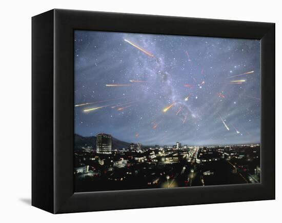 Artwork of Meteor Shower Over a City-Chris Butler-Framed Premier Image Canvas