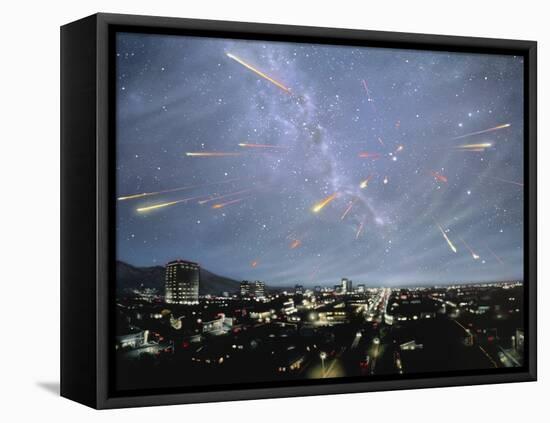 Artwork of Meteor Shower Over a City-Chris Butler-Framed Premier Image Canvas