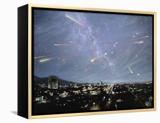 Artwork of Meteor Shower Over a City-Chris Butler-Framed Premier Image Canvas