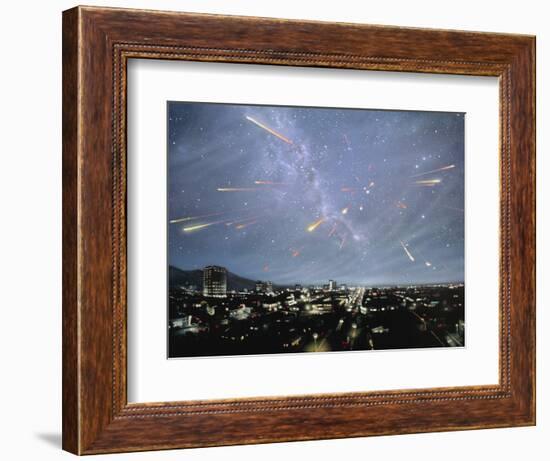 Artwork of Meteor Shower Over a City-Chris Butler-Framed Photographic Print