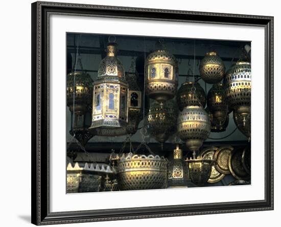 Artwork of Moroccan Brass Lanterns, Casablanca, Morocco-Bill Bachmann-Framed Photographic Print