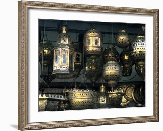 Artwork of Moroccan Brass Lanterns, Casablanca, Morocco-Bill Bachmann-Framed Photographic Print