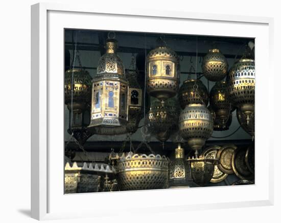 Artwork of Moroccan Brass Lanterns, Casablanca, Morocco-Bill Bachmann-Framed Photographic Print