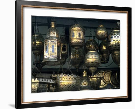 Artwork of Moroccan Brass Lanterns, Casablanca, Morocco-Bill Bachmann-Framed Photographic Print