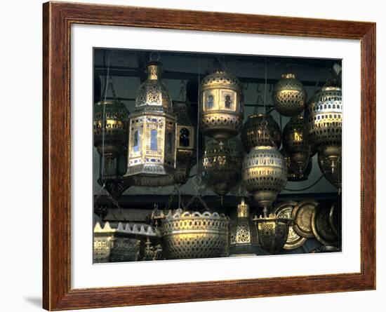 Artwork of Moroccan Brass Lanterns, Casablanca, Morocco-Bill Bachmann-Framed Photographic Print