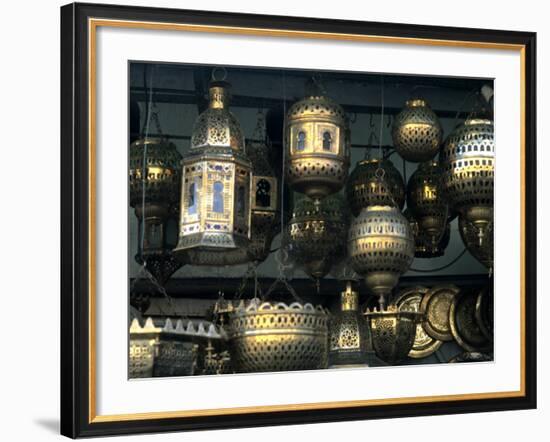 Artwork of Moroccan Brass Lanterns, Casablanca, Morocco-Bill Bachmann-Framed Photographic Print