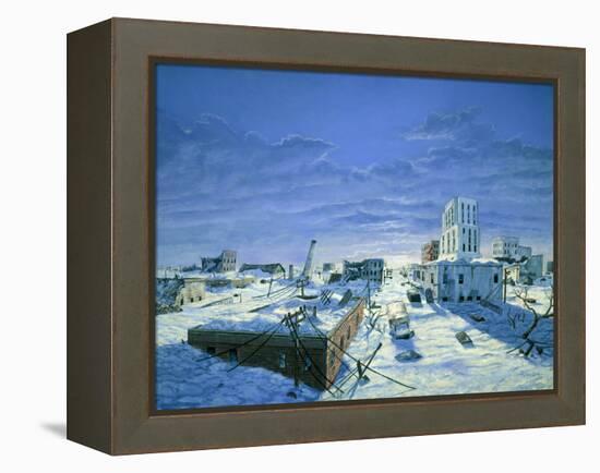 Artwork of Ruined City Destroyed by Blizzards-Chris Butler-Framed Premier Image Canvas