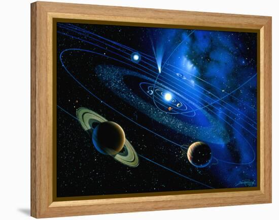 Artwork of Solar System And Comet-Detlev Van Ravenswaay-Framed Premier Image Canvas