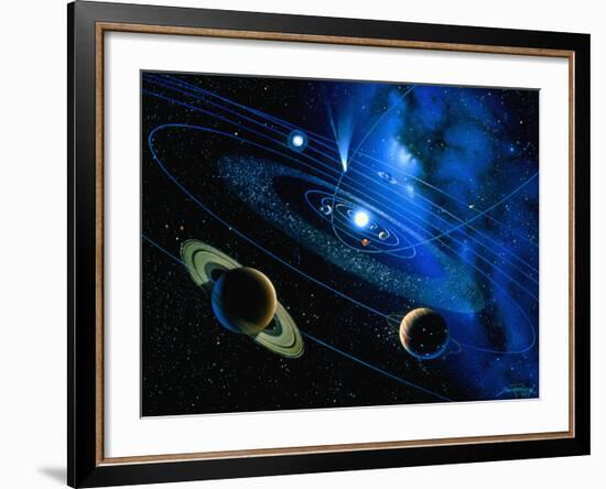 Artwork of Solar System And Comet-Detlev Van Ravenswaay-Framed Photographic Print