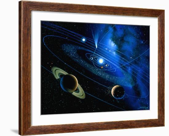 Artwork of Solar System And Comet-Detlev Van Ravenswaay-Framed Photographic Print