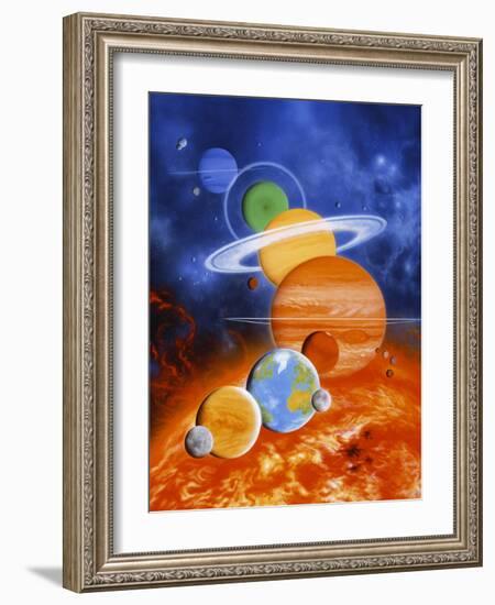 Artwork of Sun And Planets of Solar System-Julian Baum-Framed Photographic Print