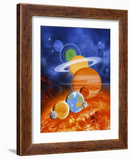 Artwork of Sun And Planets of Solar System-Julian Baum-Framed Photographic Print