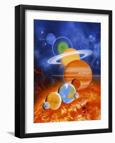 Artwork of Sun And Planets of Solar System-Julian Baum-Framed Photographic Print