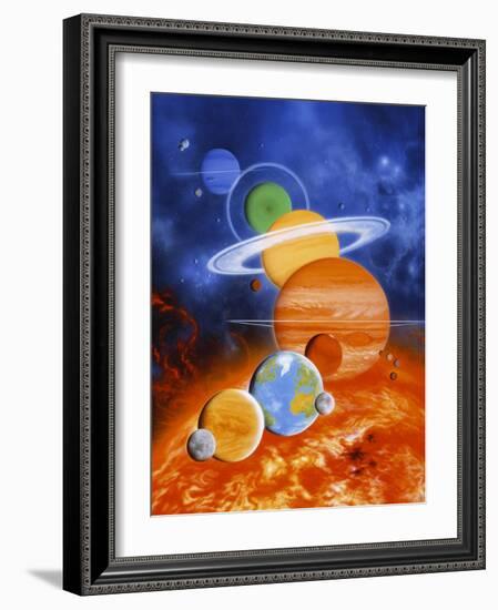 Artwork of Sun And Planets of Solar System-Julian Baum-Framed Photographic Print