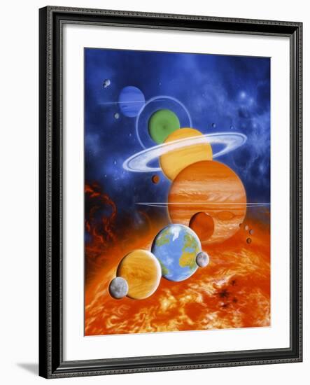 Artwork of Sun And Planets of Solar System-Julian Baum-Framed Photographic Print