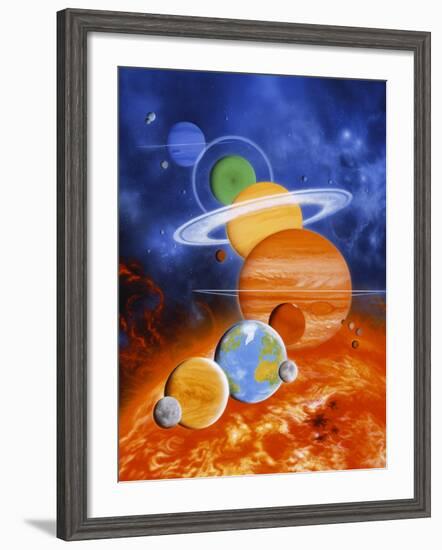 Artwork of Sun And Planets of Solar System-Julian Baum-Framed Photographic Print