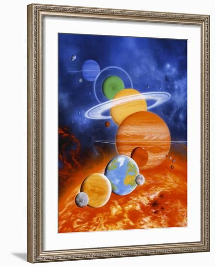 Artwork of Sun And Planets of Solar System-Julian Baum-Framed Photographic Print