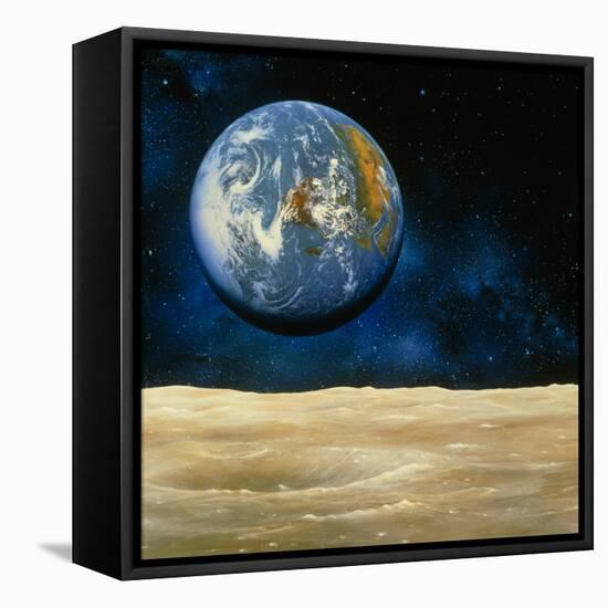 Artwork of the Earth As Seen From the Moon-null-Framed Premier Image Canvas