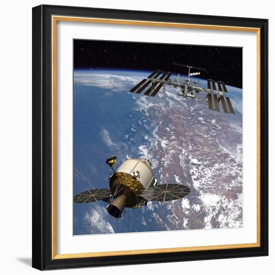 Artwork of the Next Generation NASA Spacecraft, the Orion Crew Exploration Vehicle-null-Framed Photo