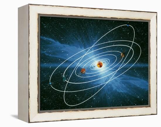 Artwork of the Orbits of the Planets-Victor Habbick-Framed Premier Image Canvas