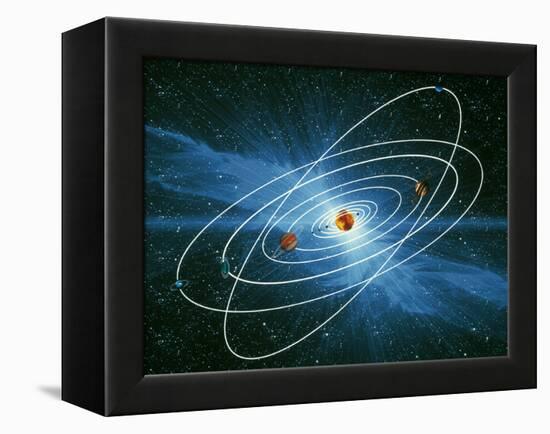 Artwork of the Orbits of the Planets-Victor Habbick-Framed Premier Image Canvas