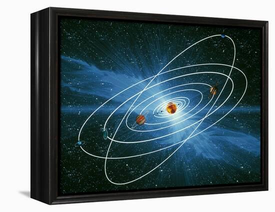 Artwork of the Orbits of the Planets-Victor Habbick-Framed Premier Image Canvas