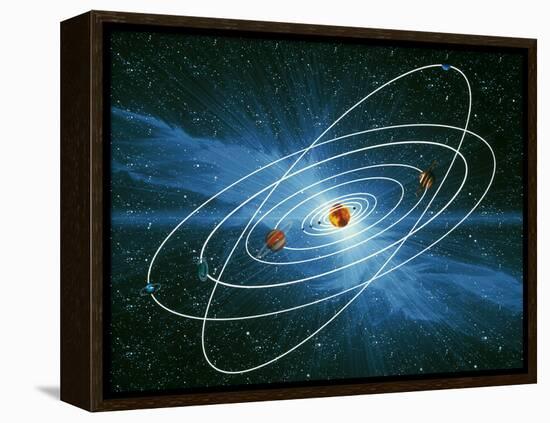 Artwork of the Orbits of the Planets-Victor Habbick-Framed Premier Image Canvas