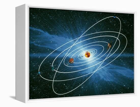 Artwork of the Orbits of the Planets-Victor Habbick-Framed Premier Image Canvas