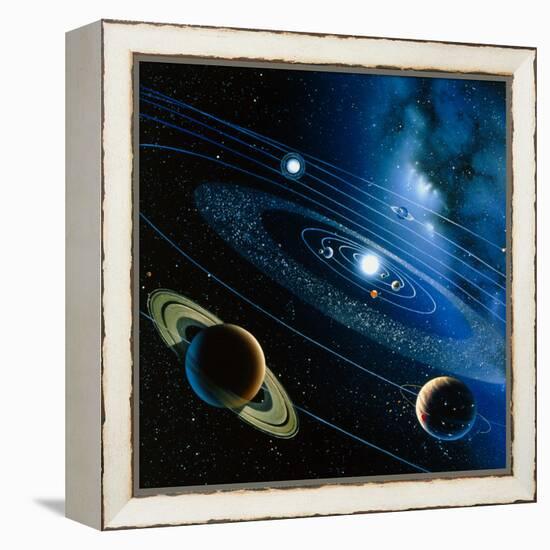 Artwork of the Solar System-Detlev Van Ravenswaay-Framed Premier Image Canvas