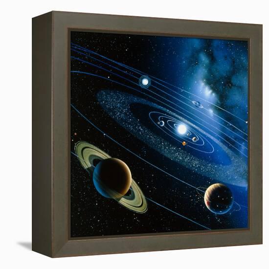 Artwork of the Solar System-Detlev Van Ravenswaay-Framed Premier Image Canvas
