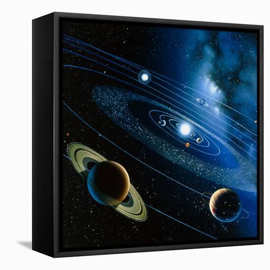 Artwork of the Solar System-Detlev Van Ravenswaay-Framed Premier Image Canvas