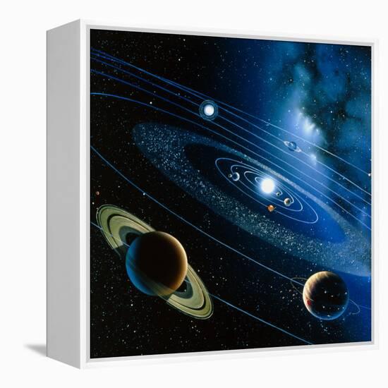 Artwork of the Solar System-Detlev Van Ravenswaay-Framed Premier Image Canvas