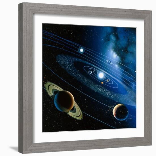 Artwork of the Solar System-Detlev Van Ravenswaay-Framed Premium Photographic Print