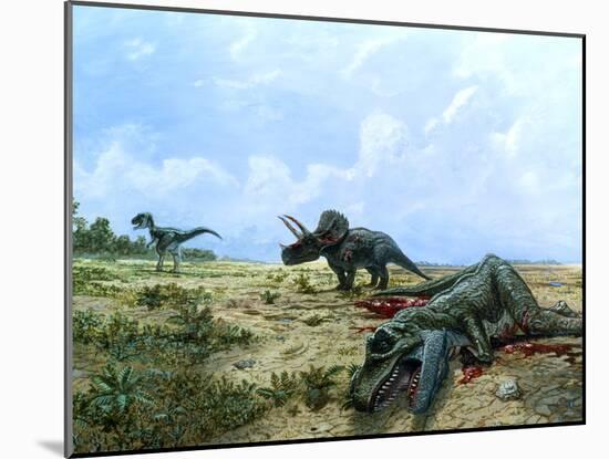 Artwork of Tyrannosaurus & Triceratops Dinosaurs-Chris Butler-Mounted Photographic Print