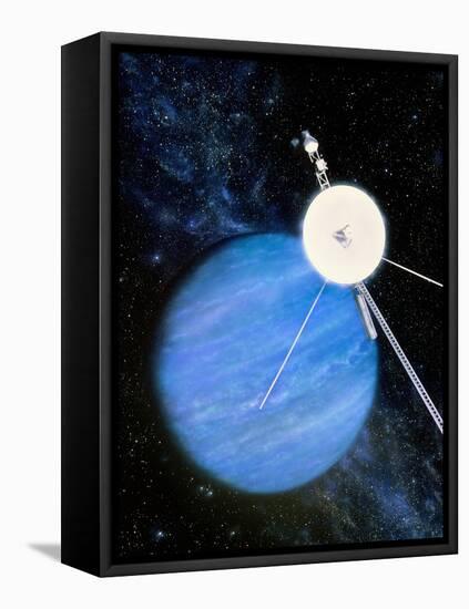 Artwork of Voyager 2 Approaching Neptune-Julian Baum-Framed Premier Image Canvas