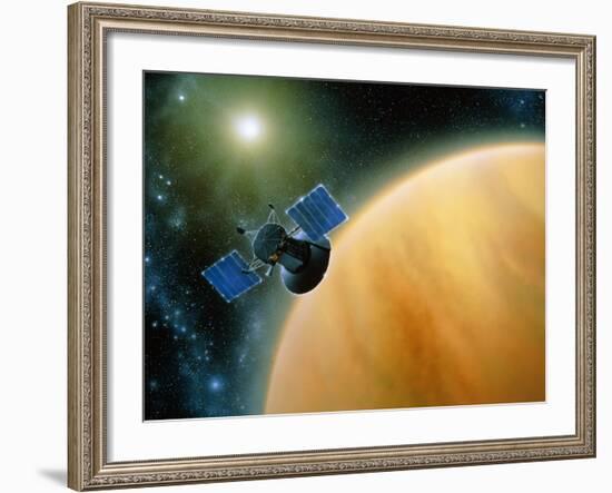 Artwork Showing Magellan Spacecraft Orbiting Venus-Julian Baum-Framed Photographic Print